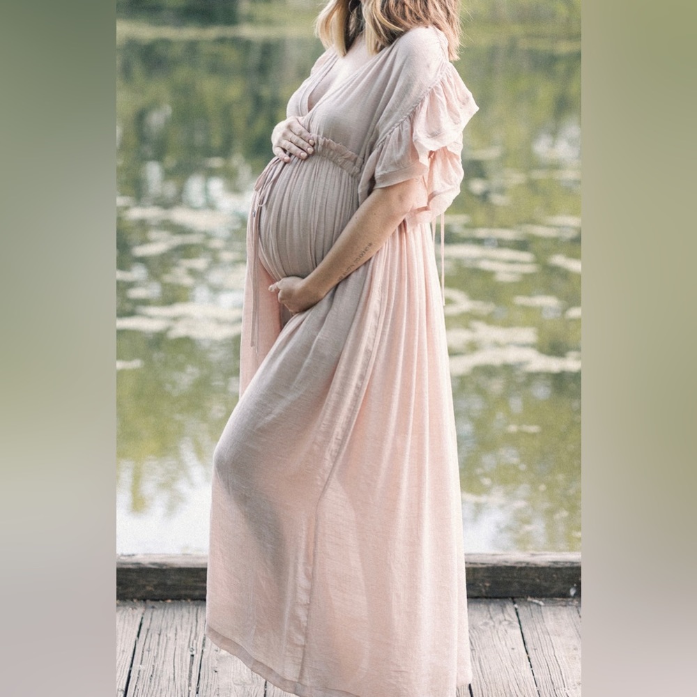 Pink Blush Light Pink Button Down Maternity Dress